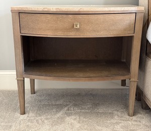 lot 10 image: A.R.T. Furniture Wood Nightstand with Marble Top and Drawer