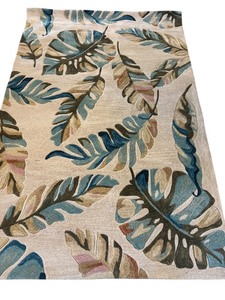 lot 14A image: Sanibel Home Furnishings 5x76 Hand-Tufted Polyester Rug, Ivory Palms Design