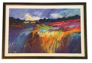 lot 28 image: Framed Signed Art Print Vibrant Landscape