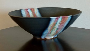 lot 33 image: Signed Artisan Pottery Bowl by DiGiangi, 12 Inch Decorative Stoneware