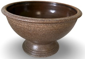 lot 36 image: Beautiful Brown Stoneware Pedestal Bowl