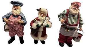 lot 76 image: Set of 3 Clothtique Santa Claus Figurines assorted themes