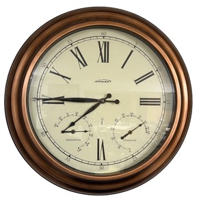 lot 10 image: Atomix Round Wall Clock with Thermometer and Hygrometer