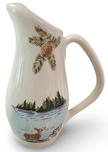 lot 58 image: Red Wing 2001 Collectors Society Ceramic Pitcher with Lake and Deer Motif