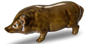 lot 101 image: 2010 RWCS Brown Glazed Pottery Pig Figurine