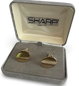 lot 112 image: Sharp Gold Tone Oval Cufflinks in Velvet Case