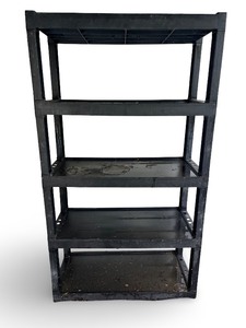 lot 113 image: Black 5-Tier Plastic Storage Shelf Unit