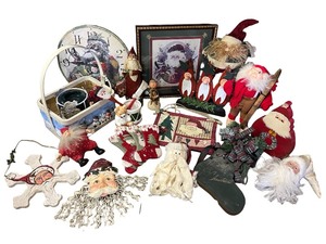 lot 92 image: Large Collection of Christmas Decorations and Santa Figurines