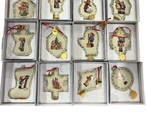 lot 94 image: Set of 12 Hummel Christmas Porcelain Ornaments with Gold Trim
