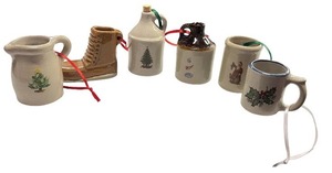 lot 132 image: Set of 6 Red Wing Pottery Christmas Mini Ornaments 2005