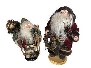 lot 133 image: Set of 2 Decorative Santa Claus Figures with Holiday Accents