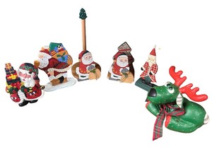 lot 137 image: Collection of Wooden and Decorative Christmas Santa Figures with Reindeer