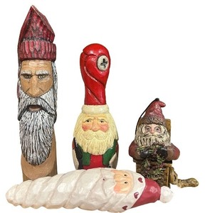 lot 145 image: Set of 4 Handcrafted Santa Claus Figurines Holiday Decor