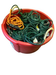 lot 168 image: Large Collection of Assorted Extension Cords in Red Tub