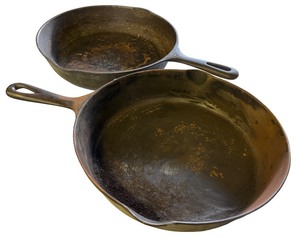 lot 172 image: Pair of Vintage Cast Iron Skillets
