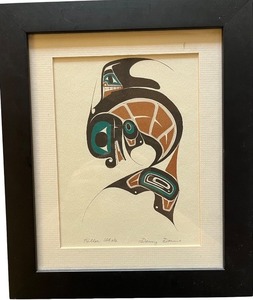 lot 184 image: Framed Native American Style Print Signed by Artist