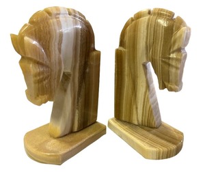 lot 201 image: Pair of Marble Horse Head Bookends