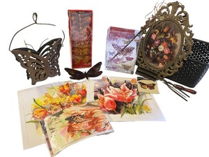 lot 202 image: Butterfly and Floral Home Decor Collection with Prints and Accents