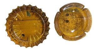 lot 206 image: Pair of Vintage Amber Glass Ashtrays with Textured Patterns