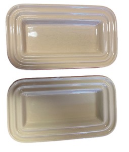 lot 207 image: Two Le Creuset Red Stoneware Butter Dish (No Lid)