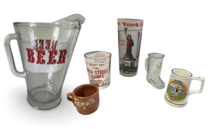 lot 196 image: Beer Pitcher and Assorted Novelty Shot Glasses Set