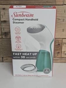lot 89 image: Sunbeam 1000W Compact Handheld Steamer with Brush Attachment