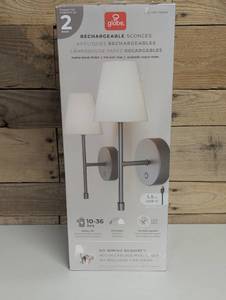 lot 16 image: Globe Electric Wireless Rechargeable LED Integrated Wall Sconce (2 Pack) - Matte Black