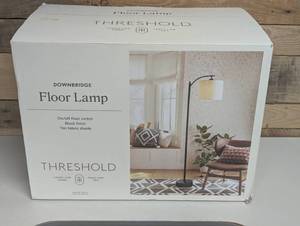 lot 37 image: Downbridge Floor Lamp with Shade BlackTan - Threshold Ambient Light, Metal Base, Linen Drum