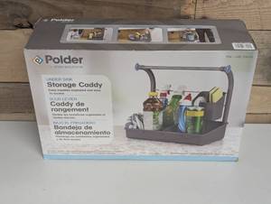 lot 24 image: POLDER Under Sink Storage Caddy GRAY Kitchen Bathroom Organizer 16.75x10.5 IN