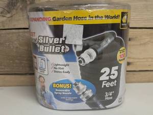 lot 80 image: Pocket Hose Silver Bullet Water Hose Expandable Garden Hose 25 Feet 34 Hose