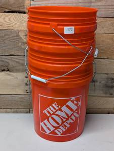 lot 172 image: 4 - Pack 5 Gallon Orange Homer Bucket