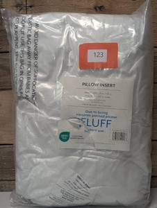 lot 123 image: Becky Cameron White Cotton Throw Decor Pillow Insert wPolyester Fill - 21x 21