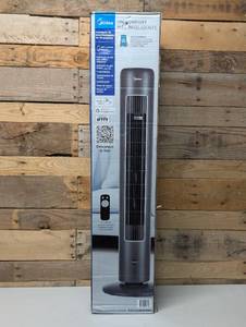 lot 144 image: 42 in. 3-Speeds Tower Fan in Gray with Wi-Fi, Sleep Mode, 60° Oscillation, 7-Hours Timer, Aromatherapy Box, Negative Ion