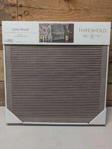 lot 150 image: 14x 14 Wood Letterboard Gray - Threshold MDF Message Board with 181 Characters, Wall Sign Panel