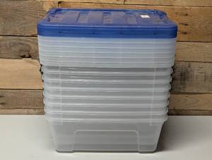 lot 163 image: 8 Pack IRIS 12.9 Quart Buckle Up Storage Bin - USA