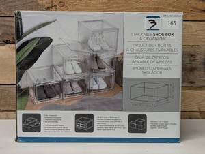 lot 165 image: 3 Pack - Stackable Shoebox & Organizer - Clear
