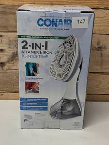 lot 148 image: Conair Turbo Extremesteam 2 in 1 Steamer and Iron with Gentle Temp Accessories