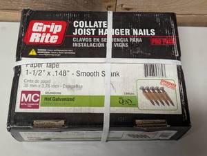 lot 153 image: Grip-Rite Prime Guard GRJH4DCHG 33-deg HD Galv Paper Tape Joist Hanger Nails,Smooth 1-12-inch by .148(3,000-pk), Steel