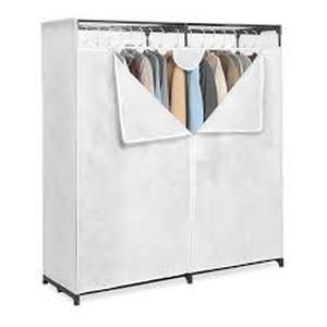 lot 105 image: 60 Wide Covered Storage Closet White - Brightroom Portable Garment Rack, Steel Frame