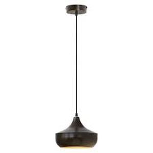 lot 191 image: River of Goods Bronze and Gold-Finish Metal Adjustable Drop Height 9.75-Inch Hanging Pendant Light