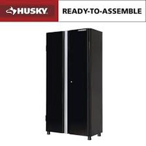 Husky Ready-to-Assemble 24-Gauge Steel Freestanding Garage Cabinet in Black (36.6 in. W x 72 in. H x 18.3 in. D)