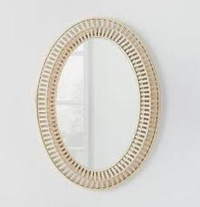 lot 213 image: 20 x 28 Light Woven Oval Mirror - Threshold designed with Studio McGee