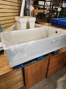 Large Porcelain Sink (584039) With Two Legs, Stamped with Date 12 - 29 - 44