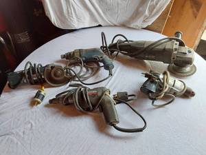 lot 26 image: Lot of Power Tools including Black & Decker Angle Grinder, Drill, and Fastenal Screwdriver
