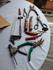 lot 37 image: Wire Stripper, Snips, Knives, and Measuring Tools