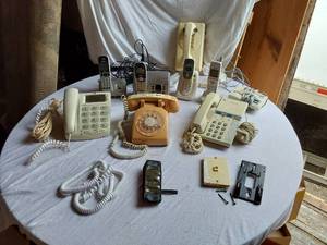 lot 77 image: Huge Lot of Vintage and Modern Telephones including Rotary Dial and Cordless Models