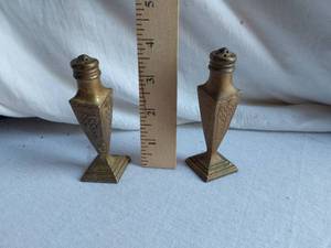 lot 102 image: Pair of Vintage Japanese Brass() Salt and Pepper Shakers