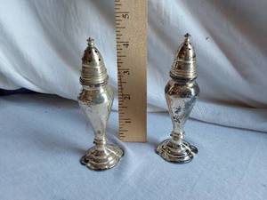 lot 123 image: LaFrance Silverplate Salt and Pepper Shakers