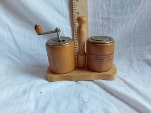 lot 189 image: Farmers & Merchants State Bank, Appleton, Minn. Salt and Pepper Shaker with Grinder