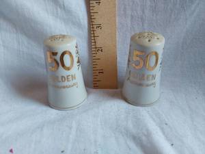 lot 192 image: 50th Golden Anniversary Salt and Pepper Shakers Made in Japan
